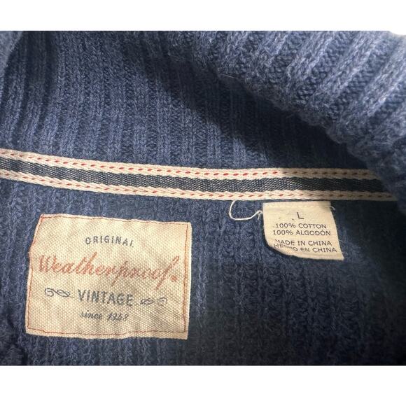 Original Vintage Weatherproof Sweater Mens LG Navy Blue Knit Turtleneck - Picture 4 of 10